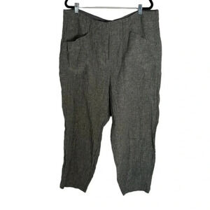 Poetry Gray Linen/Cotton Cropped Pants Size 14 Lagan Look Boho Sustainable